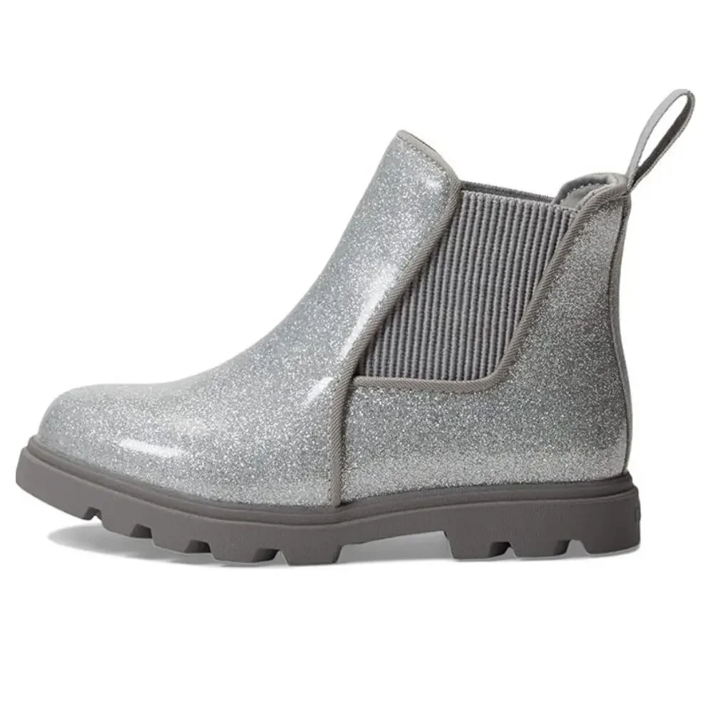 Native Shoes Kids Silver Glitter Kensington Treklite Chelsea Boots Size 6